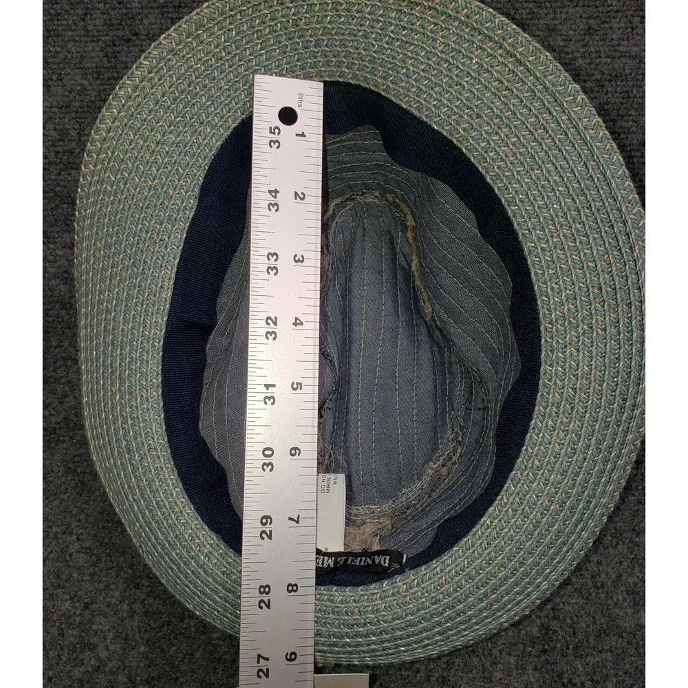 Danielle Meucci Straw Hat NWT New Tags Womens Turquise Beige Cotton Linen Straw
